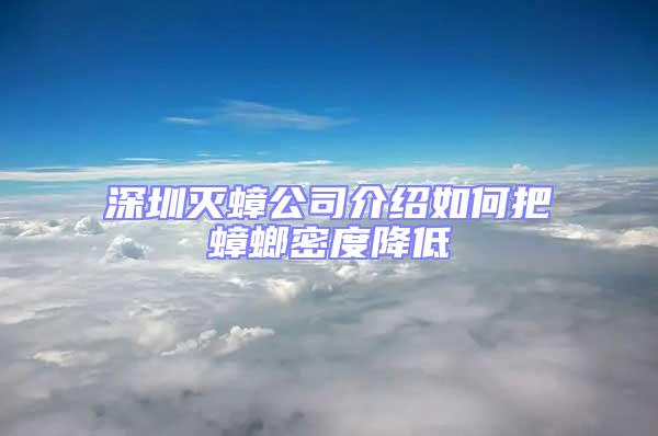 深圳滅蟑公司介紹如何把蟑螂密度降低