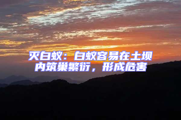 滅白蟻：白蟻容易在土壩內筑巢繁衍，形成危害