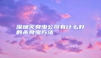 深圳滅臭蟲公司有什么好的殺臭蟲方法